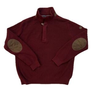 English Laundry | Burgundy / Maroon Elbow Patch Quarter-Zip Sweater